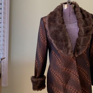 Psalm: CIV Psalm 104 Boutique Jacket Metallic Faux Fur Size 10